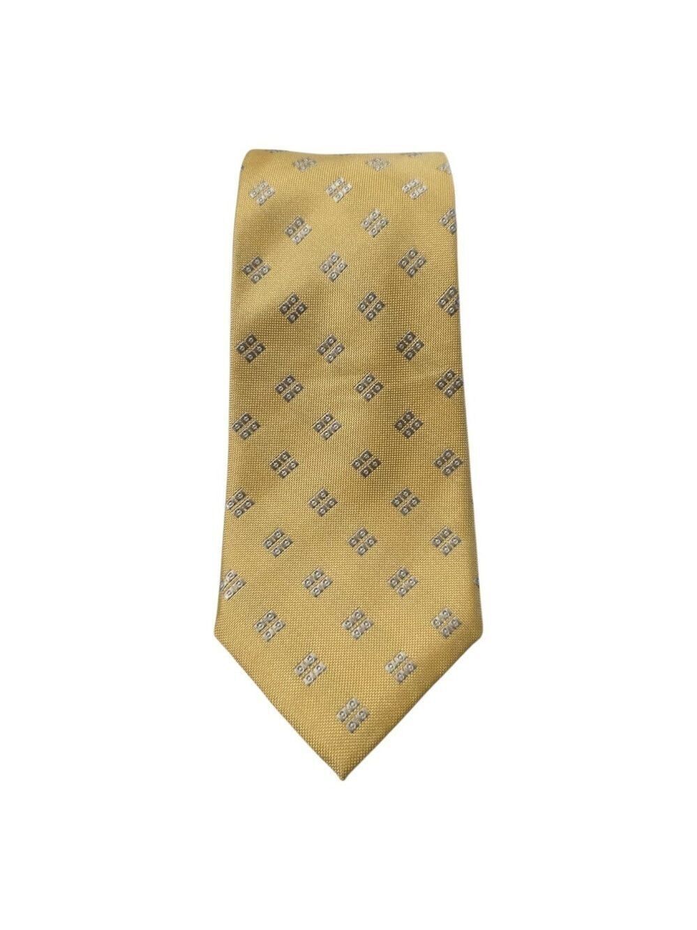 Michael Kors Yellow & Silver Foulard Print Silk Tie